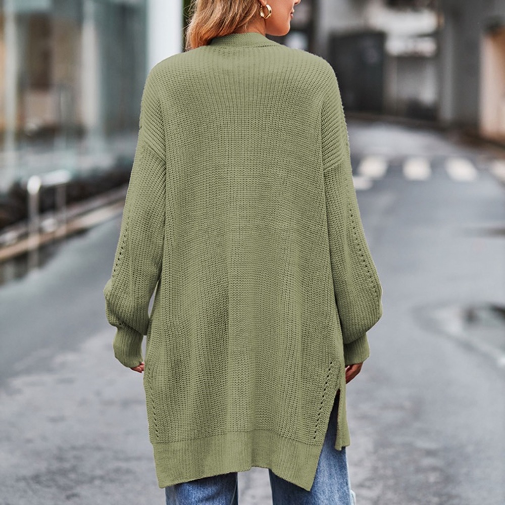 Long Sleeve Waffle-Knit Cardigan - Picture 11 of 16